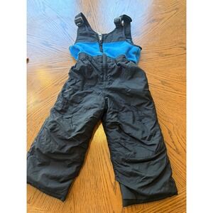 Lands End Kids Black Blue Squall Snow Bib Overalls Ski Pants Toddler 2T